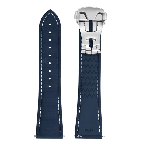 ULLCHRO Uhrenarmband, 20 mm, 22 mm, wasserdicht, Schnellverschluss-Armbänder, Sport-Ersatzband, weiches FKM-Gummi-Uhrenarmband (21 mm, Marineblau) von ULLCHRO