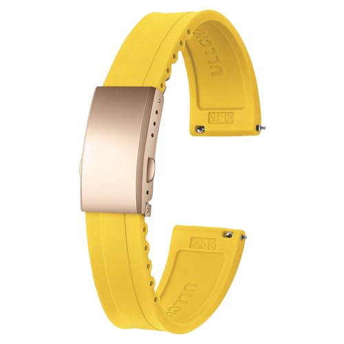 ULLCHRO Uhrenarmband 20 mm Weiches Armband für Uhr Kautschuk Ersatzarmband Smartwatch 22mm Herren Silikon Uhrenband (20mm, Gelb) von ULLCHRO