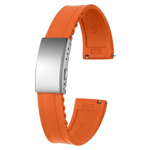ULLCHRO Uhrenarmband 20 mm Weiches Armband für Uhr Kautschuk Ersatzarmband Smartwatch 22mm Herren Silikon Uhrenband (20mm, Orange) von ULLCHRO