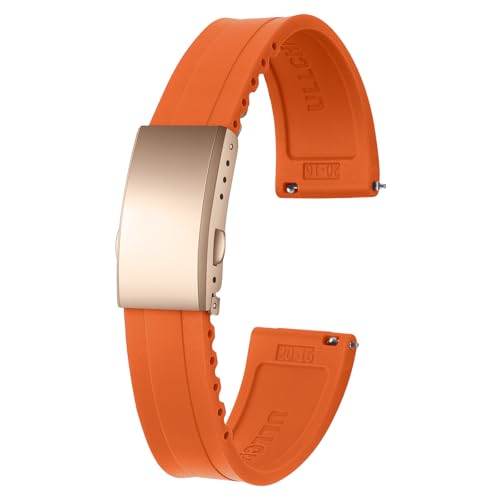 ULLCHRO Uhrenarmband 20 mm Weiches Armband für Uhr Kautschuk Ersatzarmband Smartwatch 22mm Herren Silikon Uhrenband (20mm, Orange) von ULLCHRO