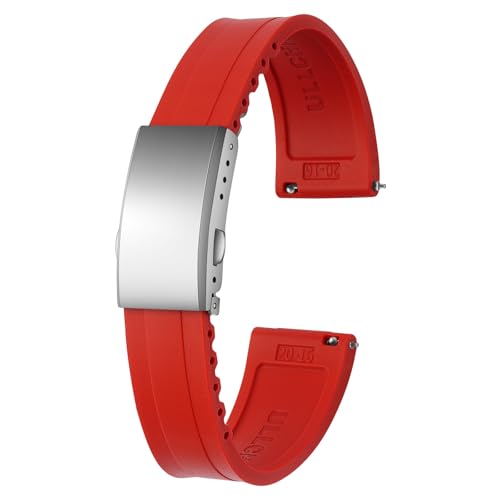 ULLCHRO Uhrenarmband 20 mm Weiches Armband für Uhr Kautschuk Ersatzarmband Smartwatch 22mm Herren Silikon Uhrenband (20mm, Rot) von ULLCHRO