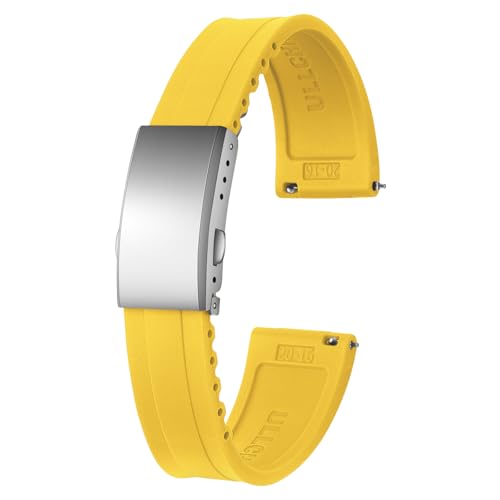 ULLCHRO Uhrenarmband 20 mm Weiches Armband für Uhr Kautschuk Ersatzarmband Smartwatch 22mm Herren Silikon Uhrenband (22mm, Gelb) von ULLCHRO