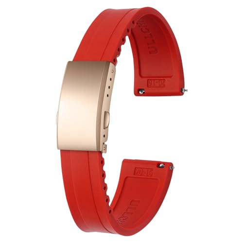 ULLCHRO Uhrenarmband 20 mm Weiches Armband für Uhr Kautschuk Ersatzarmband Smartwatch 22mm Herren Silikon Uhrenband (22mm, Rot) von ULLCHRO