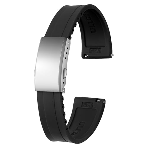 ULLCHRO Uhrenarmband 20 mm Weiches Armband für Uhr Kautschuk Ersatzarmband Smartwatch 22mm Herren Silikon Uhrenband (22mm, Schwarz) von ULLCHRO