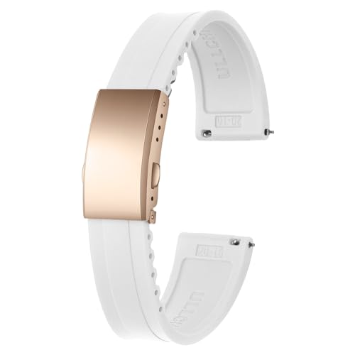 ULLCHRO Uhrenarmband 20 mm Weiches Armband für Uhr Kautschuk Ersatzarmband Smartwatch 22mm Herren Silikon Uhrenband (22mm, Weiß) von ULLCHRO