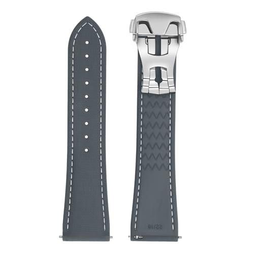 ULLCHRO Uhrenarmband für Herren, 20 mm, 22 mm, wasserdicht, Schnellverschluss-Armbänder, Sport-Ersatzband, weiches FKM-Gummi-Uhrenarmband (21 mm, Grau) von ULLCHRO