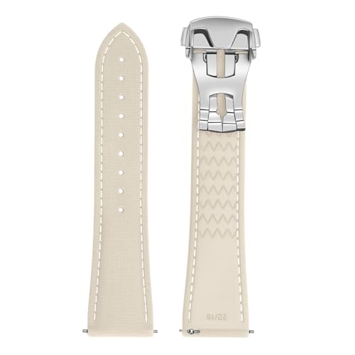 ULLCHRO Uhrenarmband für Herren, 20 mm, 22 mm, wasserdicht, Schnellverschluss-Armbänder, Sport-Ersatzband, weiches FKM-Gummi-Uhrenarmband (22 mm, Beige) von ULLCHRO