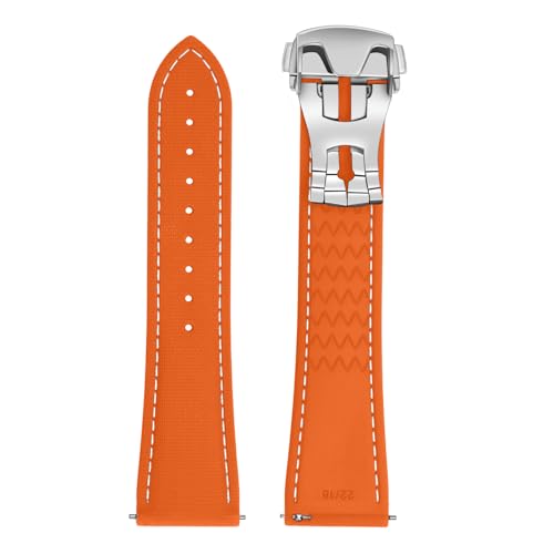 ULLCHRO Uhrenarmband für Herren, 20 mm, 22 mm, wasserdicht, Schnellverschluss-Armbänder, Sport-Ersatzband, weiches FKM-Gummi-Uhrenarmband (22 mm, Orange) von ULLCHRO