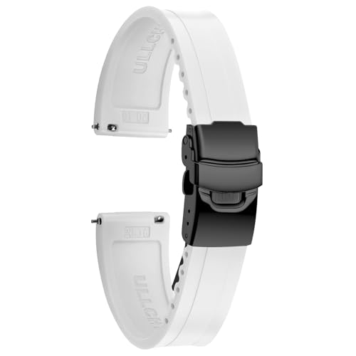 ULLCHRO Uhrenarmband für Herren, 20 mm, 22 mm, wasserdicht, Schnellverschluss-Armbänder, Sport-Ersatzband, weiches FKM-Gummi-Uhrenarmband (22 mm, Weiß) von ULLCHRO
