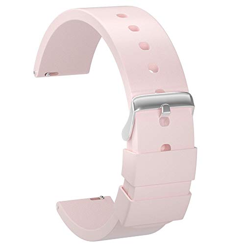 ULLCHRO Unisex Kautschuk Armband mit Edelstahl Silber Faltschließe 20mm Rosa von ULLCHRO