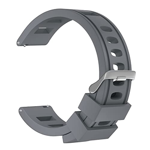 ULLCHRO Unisex Kautschuk Armband mit Edelstahl Silber Faltschließe 22mm Grau von ULLCHRO