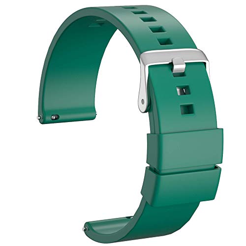 ULLCHRO Unisex Kautschuk Armband mit Edelstahl Silberne Schnalle 20mm Grün von ULLCHRO