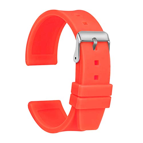 ULLCHRO Unisex Kautschuk Armband mit Edelstahl Silberne Schnalle 28mm Orange von ULLCHRO