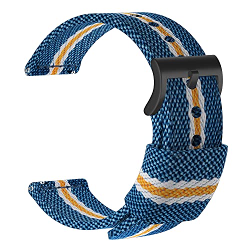 ULLCHRO Unisex Kautschuk Armband mit Gebürstete Edelstahl Schwarz Schnalle 20mm Blau Weiß Gelb von ULLCHRO