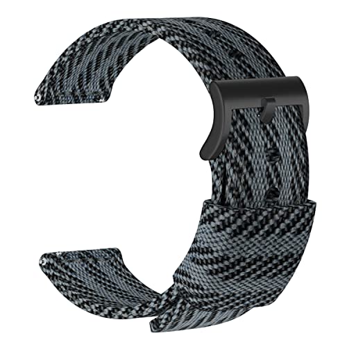 ULLCHRO Unisex Kautschuk Armband mit Gebürstete Edelstahl Schwarz Schnalle 20mm Schwarz Grau von ULLCHRO