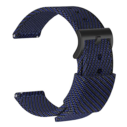 ULLCHRO Unisex Kautschuk Armband mit Gebürstete Edelstahl Schwarz Schnalle 22mm Blau Schwarz von ULLCHRO