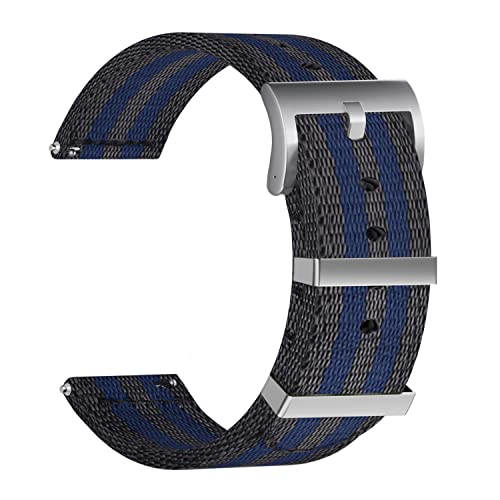 ULLCHRO Unisex Kautschuk Armband mit Gebürstete Edelstahl Silber Schnalle 18mm Schwarz Blau Schwarz von ULLCHRO