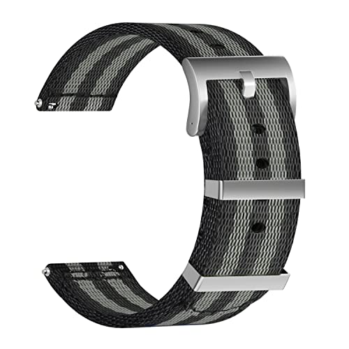 ULLCHRO Unisex Kautschuk Armband mit Gebürstete Edelstahl Silber Schnalle 18mm Schwarz Grau Schwarz von ULLCHRO