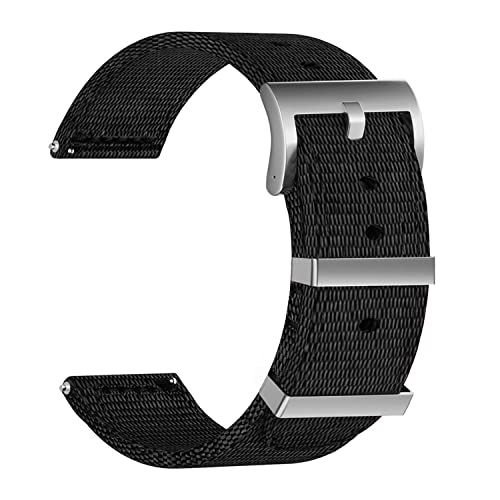 ULLCHRO Unisex Kautschuk Armband mit Gebürstete Edelstahl Silber Schnalle 18mm Schwarz von ULLCHRO