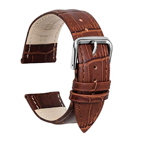 ULLCHRO Unisex Leder Armband mit Edelstahl Silberne Schnalle 12mm TiefBraun von ULLCHRO