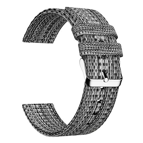 ULLCHRO Unisex Nylon Armband mit Edelstahl Schnalle 20mm Schwarz Silber von ULLCHRO