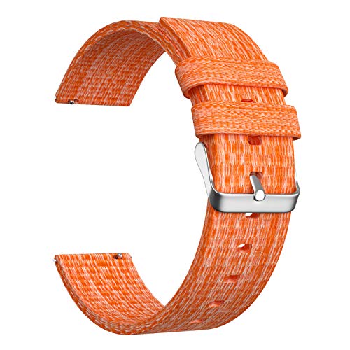 ULLCHRO Unisex Nylon Armband mit Edelstahl Schnalle 18mm Orange Silber von ULLCHRO