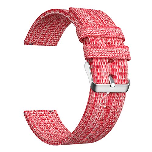 ULLCHRO Unisex Nylon Armband mit Edelstahl Schnalle 22mm Rot Silber von ULLCHRO