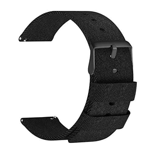 ULLCHRO Unisex Nylon Armband mit Edelstahl Schwarz Schnalle 14mm Schwarz von ULLCHRO