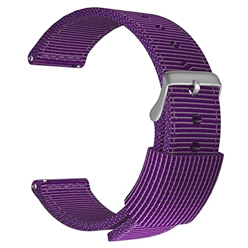 ULLCHRO Unisex Nylon Armband mit Edelstahl Silberne Schnalle 24mm Violett von ULLCHRO