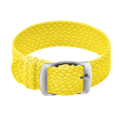 ULLCHRO Unisex Perlon Nylon Armband mit Edelstahl Silberne Schnalle 22mm Gelb von ULLCHRO