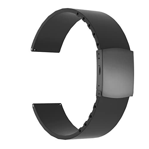 ULLCHRO Correa Reloj Recambios Correa Relojes Caucho - 16mm, 18mm, 20mm, 22mm, 24mm Silicona Correa Reloj con Acero inoxidable Hebilla desplegable (22mm, Negro) von ULLCHRO