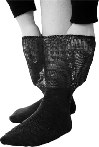 ULLMYS Diabetikersocken aus 86% Merinowolle – Extra Weicher Komfortbund, Nahtlose Zehenpartie, Fluffy Terry-Innenfutter, 2er-Pack, Dunkelgrau, Größe 39-42 von ULLMYS