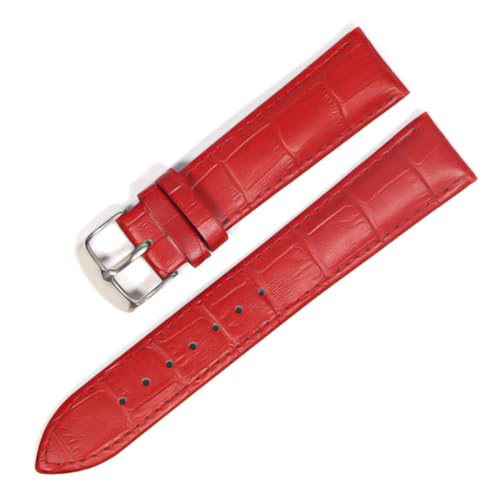 ULLiaN Leder Uhrenbänder 12-22mm Ersatz-Lederarmband Uhrengurt, Roter Silve, 16mm von ULLiaN