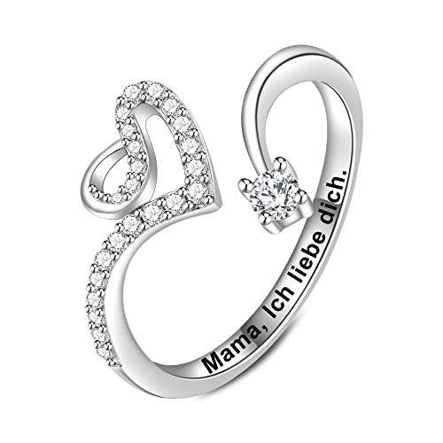 ULOMEOO Offener Ring für Damen Gravur Mama Ich liebe dich Silber 925 Unendlichkeit und Herz Kristallschmuck Geschenk Weihnachten Muttertag Geburtstag ULOMEOO Offener Ring für Damen Gravur Mama Ich liebe dich Silber 925 Unendlichkeit und Herz Kristallschmuck Geschenk Weihnachten Muttertag Geburtstag von ULOMEOO