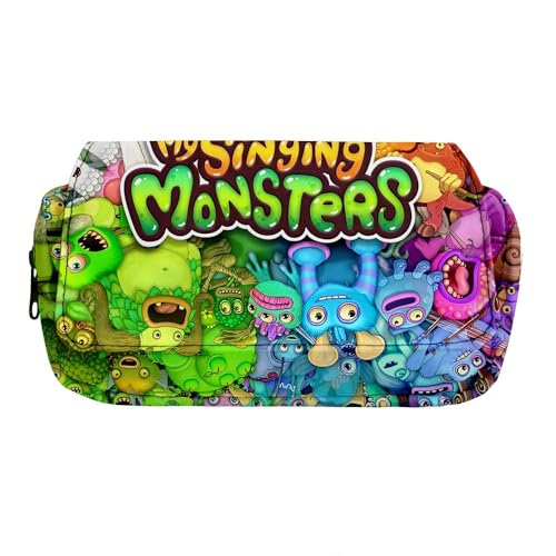 ULOYER My Singing Monsters Federmäppchen Cartoon Spiel Druck Bleistift Box Große Kapazität Stifttasche Studenten Schreibwaren Tasche für Schüler Teenager, Typ1, Kinderrucksack von ULOYER