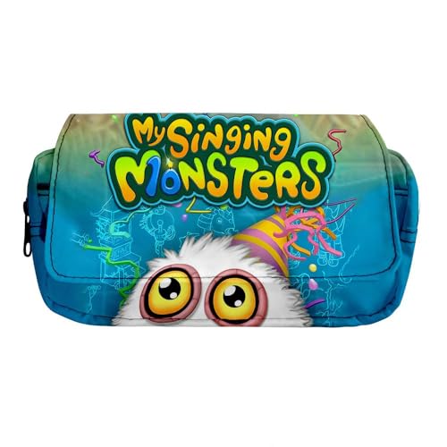 ULOYER My Singing Monsters Federmäppchen Cartoon Spiel Druck Bleistift Box Große Kapazität Stifttasche Studenten Schreibwaren Tasche für Schüler Teenager, Typ2, Kinderrucksack von ULOYER