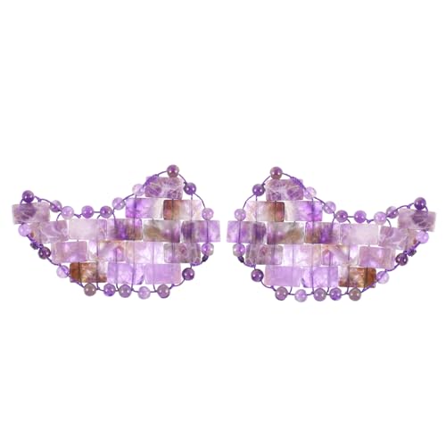 ULTECHNOVO 1 Paar Jade-augenmaske Augenermüdung Augenabdeckung Schlafender Augenschirm Augenklappen Augenklappe Aus Jade Jade-augenpflege-tools Plakette Patch Amethyst Reisen Violett von ULTECHNOVO