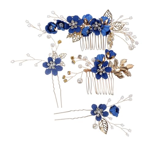ULTECHNOVO 1 Satz Blumenhaarkamm Haarnadel Für Hochzeit Blumen- Dekorative Haarnadeln Haarzubehör Mädchen Braut Haarkamm Brautjungfer Haarnadel in Blumenform Party Zinklegierung Blau von ULTECHNOVO