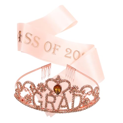ULTECHNOVO 1 Satz Roségoldkrongurt Grad Krone Feiern Zubehör Sei Promov Prinzessin Mädchen Junggesellin Krone Für Frauen Schulter Girl Graduation Party Geformt Zeremonie Hochschule Legierung von ULTECHNOVO