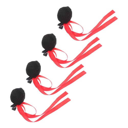 ULTECHNOVO 2paare Haarspangen Mit Schleifen Und Pompons Für Mädchen Cosplay-haarschmuck Flauschige Haarspangen Für Partys Und Hochzeiten Haar-accessoires von ULTECHNOVO