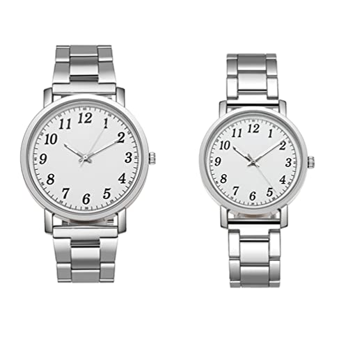ULTECHNOVO 2 STK Paar Beobachten Paar Armbanduhr Paar Uhren Universelle Freizeituhren Modeuhr Geschenk Für Paare Männliche Weibliche Uhren Kind Legierung Rostfreier Stahl Einstellen von ULTECHNOVO