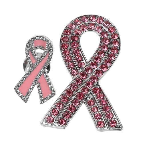 ULTECHNOVO 2 Stück Brosche Abzeichen Krebs-Bewusstseinsband-Brosche Anstecknadeln zur Aufklärung über Krebs Krebs-Pin Strass-Bandnadel Legierung Rosa von ULTECHNOVO