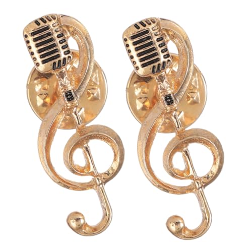 ULTECHNOVO 2 Stück Hinweis-mikrofon-brosche Musikalische Brosche Mikrofonstift Musikbrosche Musikstifte Reversbroschen Für Damen Musiknotenbrosche Mikrofon Charme Zinklegierung Golden von ULTECHNOVO