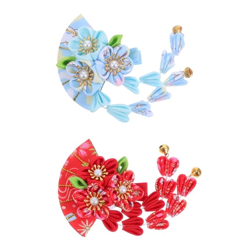 ULTECHNOVO 2stücke Japanischer Haarschmuck Mit Blumenquasten Handgefertigte Haarnadel Im Kimono-stil Haar-accessoires Für Frauen Und Mädchen Traditionelle Japanische Haarspangen Für von ULTECHNOVO