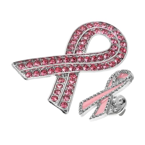 ULTECHNOVO 2 Stücke Brosche Abzeichen Awareness Pins Awareness Ribbon Brosche Strass Band Pin Legierung Rosa von ULTECHNOVO