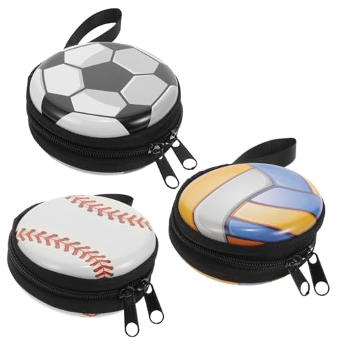 ULTECHNOVO 3 Stücke Fußball Münzbeutel aus Weißblech Kugelförmige Geldbörse mit Reißverschluss Kreative Aufbewahrungstasche für Partygeschenke Kompakt Leicht Lustiges Cartoon Muster von ULTECHNOVO