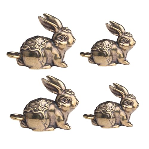 ULTECHNOVO 4 Stück Kaninchen Schlüsselanhänger aus Kupfer Dekorative Hängeanhänger Retro Design für Sammlungen und Partys Mehrzweckige Schlüsselanhänger Dekore Niedliche Figurenornamente von ULTECHNOVO
