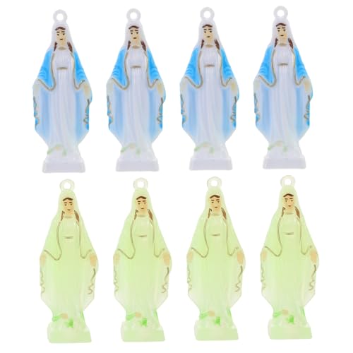 ULTECHNOVO 8 Stück Statue des jungfräulichen Anhängers schlüsselanhänger katholisches Zubehör Anhänger Charme religiöser Schmuck Keychain Glühen im dunklen Charme Plastik von ULTECHNOVO