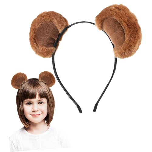 ULTECHNOVO Bärenohren Stirnband Verstellbar Weiches Stoffhaarband Niedliche Tierohren für Make Up Party Cosplay Haarreif für Damen von ULTECHNOVO