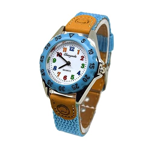 ULTECHNOVO Cartoon Armbanduhr Kinderuhr Jungen Mädchen Uhr Kinder Kinder Stoffband Student Zeituhr Armbanduhr Für Jungen Mädchen (Himmelblau) von ULTECHNOVO